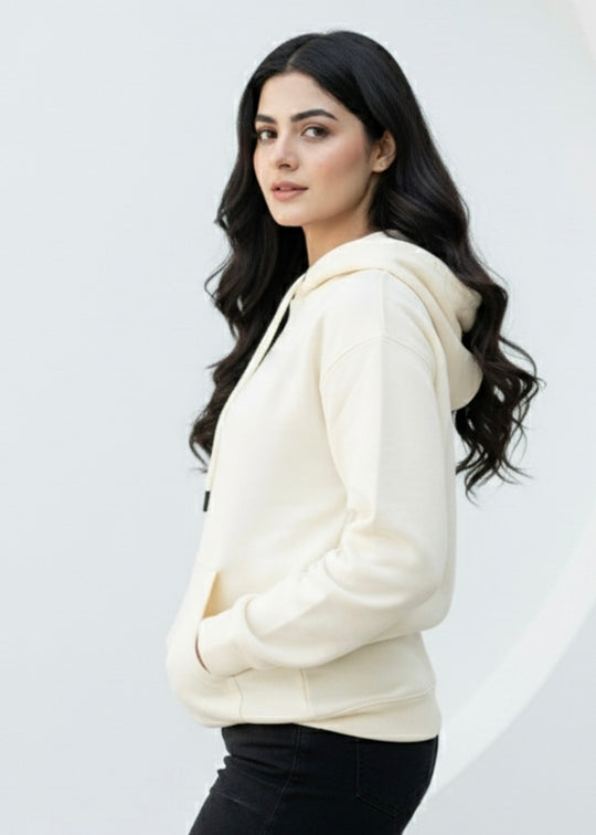 W 2020 Beige Hoodie - Premium Cotton Fleece