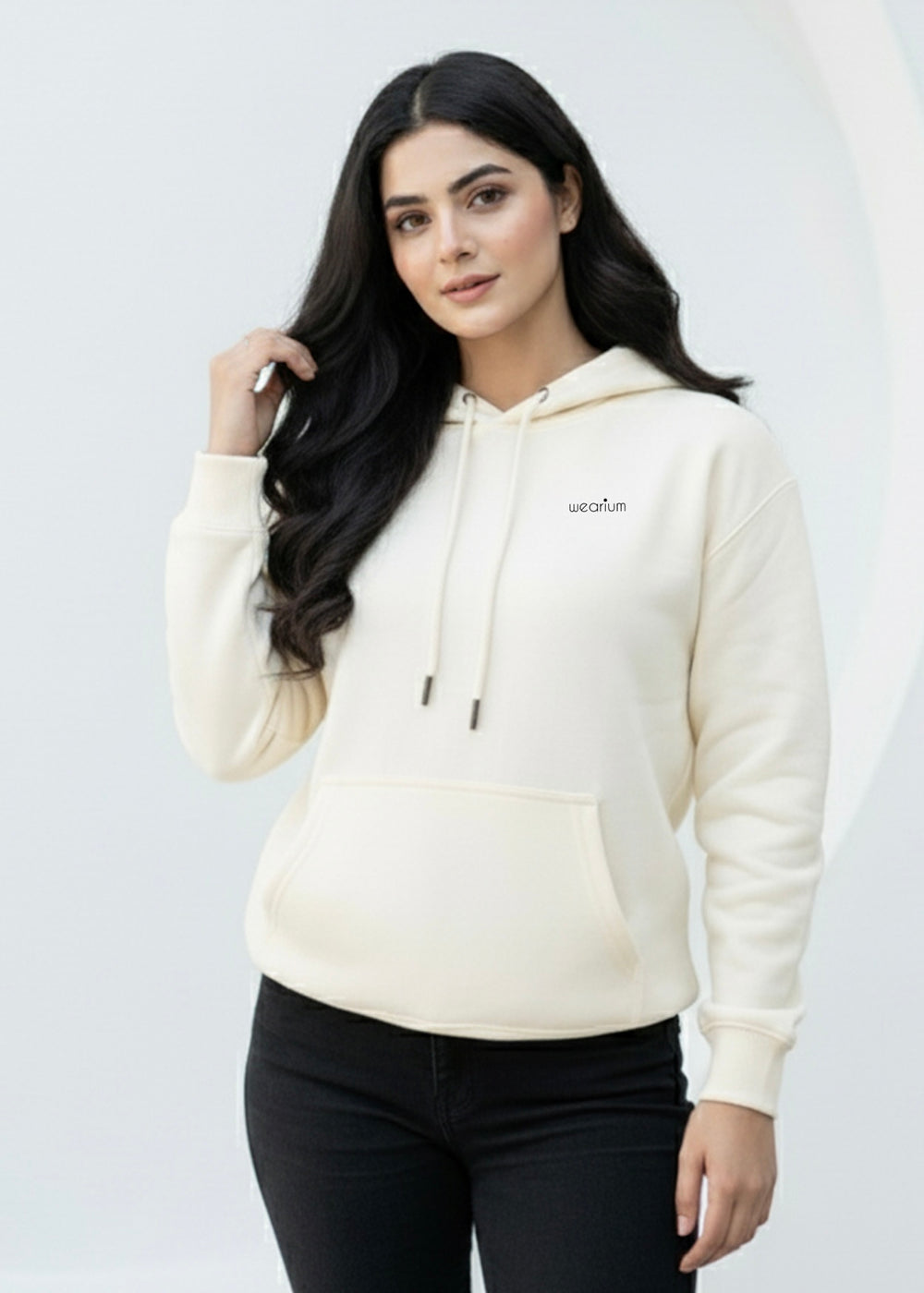 W 2020 Beige Hoodie - Premium Cotton Fleece