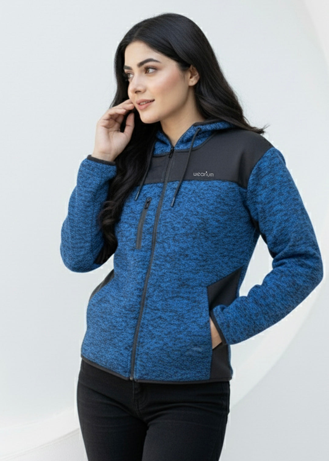 Roma Textured Hoodie - Navy/Black