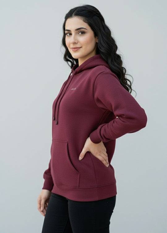 Basic Maroon Oversized Hoodie - Cotton Fleece