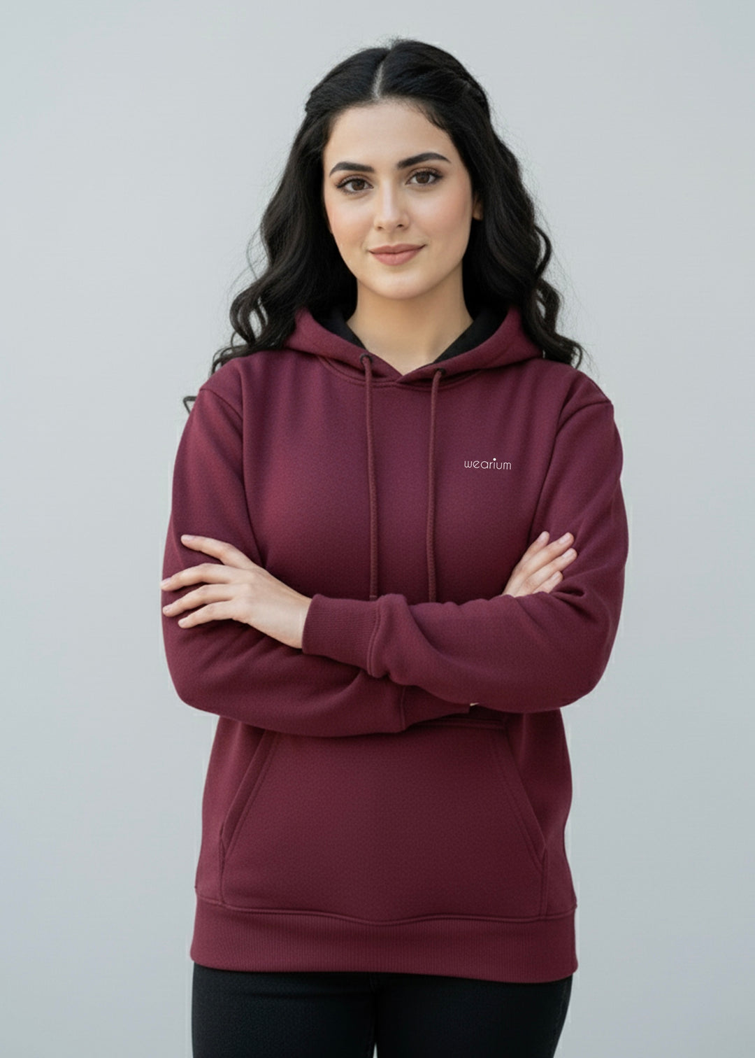 Basic Maroon Oversized Hoodie - Cotton Fleece