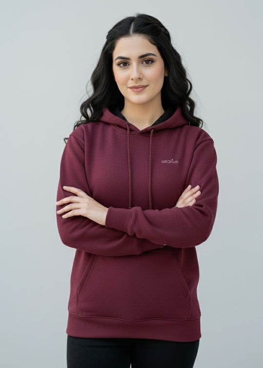 Basic Maroon Oversized Hoodie - Cotton Fleece
