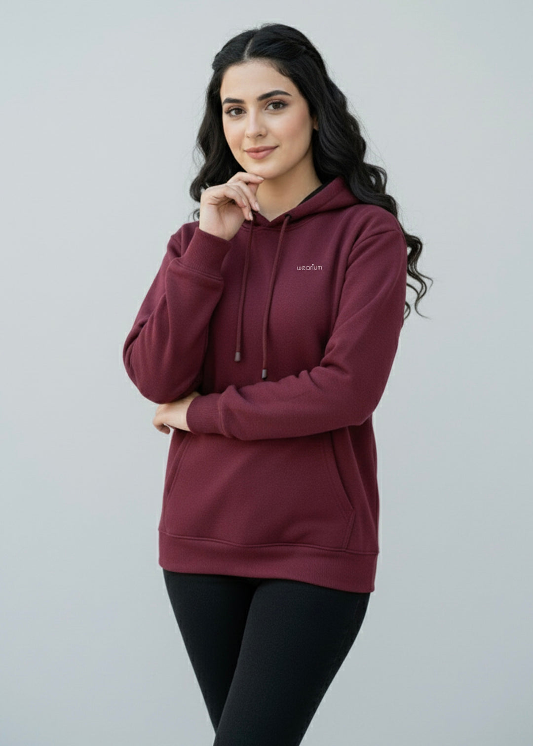 Basic Maroon Oversized Hoodie - Cotton Fleece