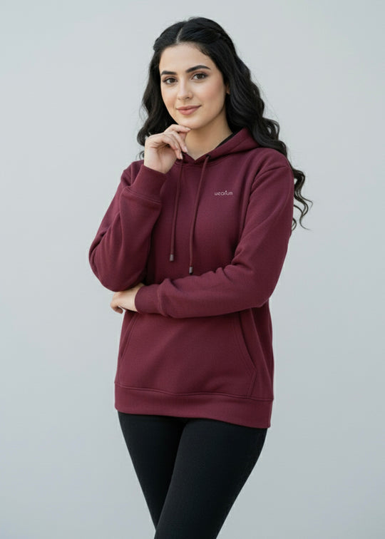 Basic Maroon Oversized Hoodie - Cotton Fleece