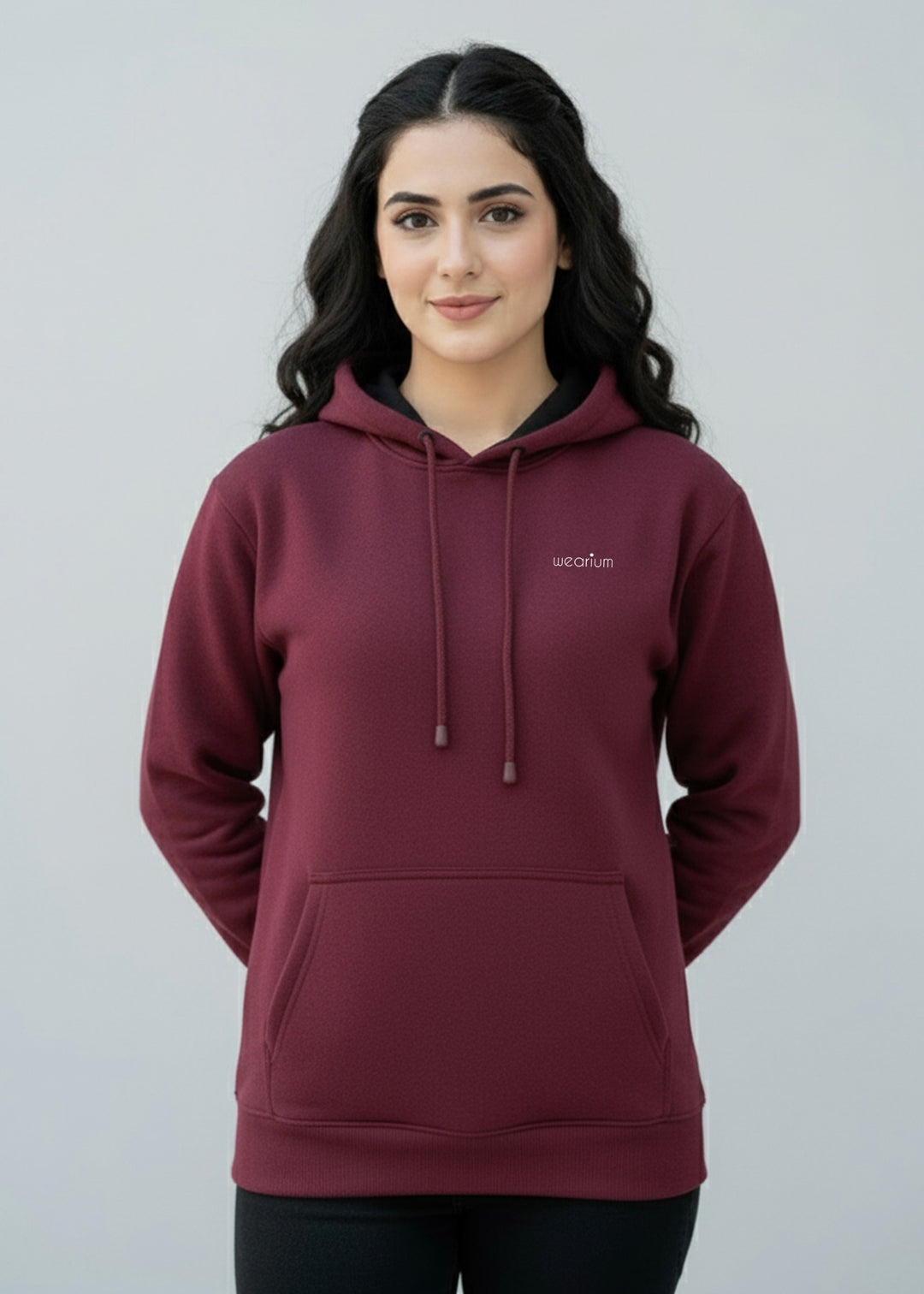 Basic Maroon Oversized Hoodie - Cotton Fleece