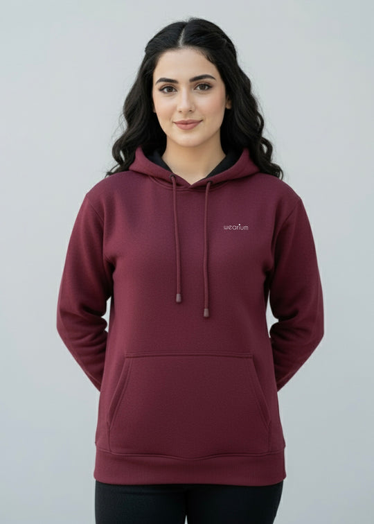 Basic Maroon Oversized Hoodie - Cotton Fleece