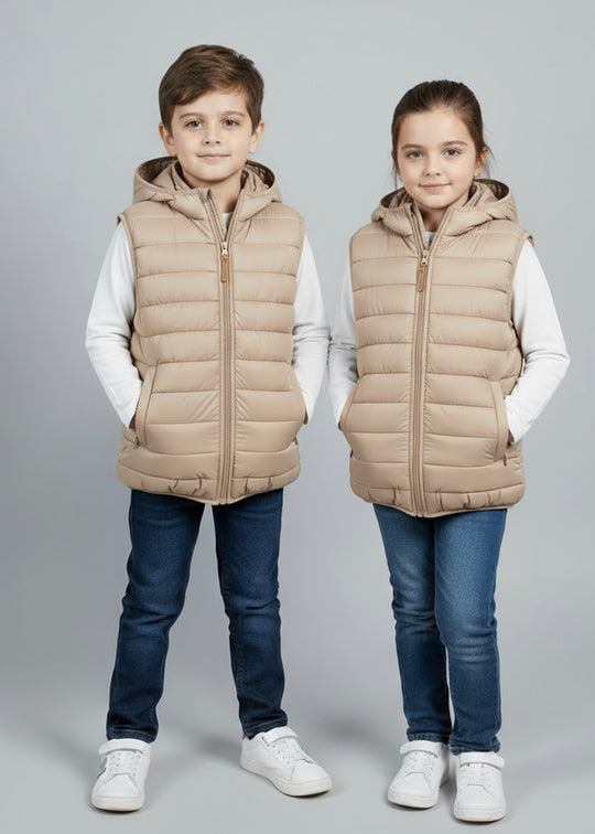 Warmie Tan - Premium Sleeveless Puffer Jacket