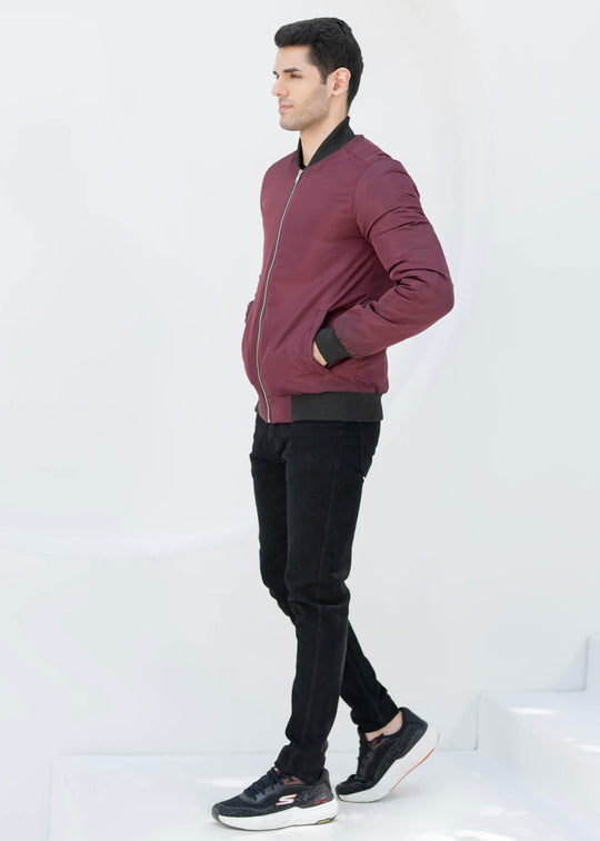Burgundy Black Trim Jacket - Superior Quality