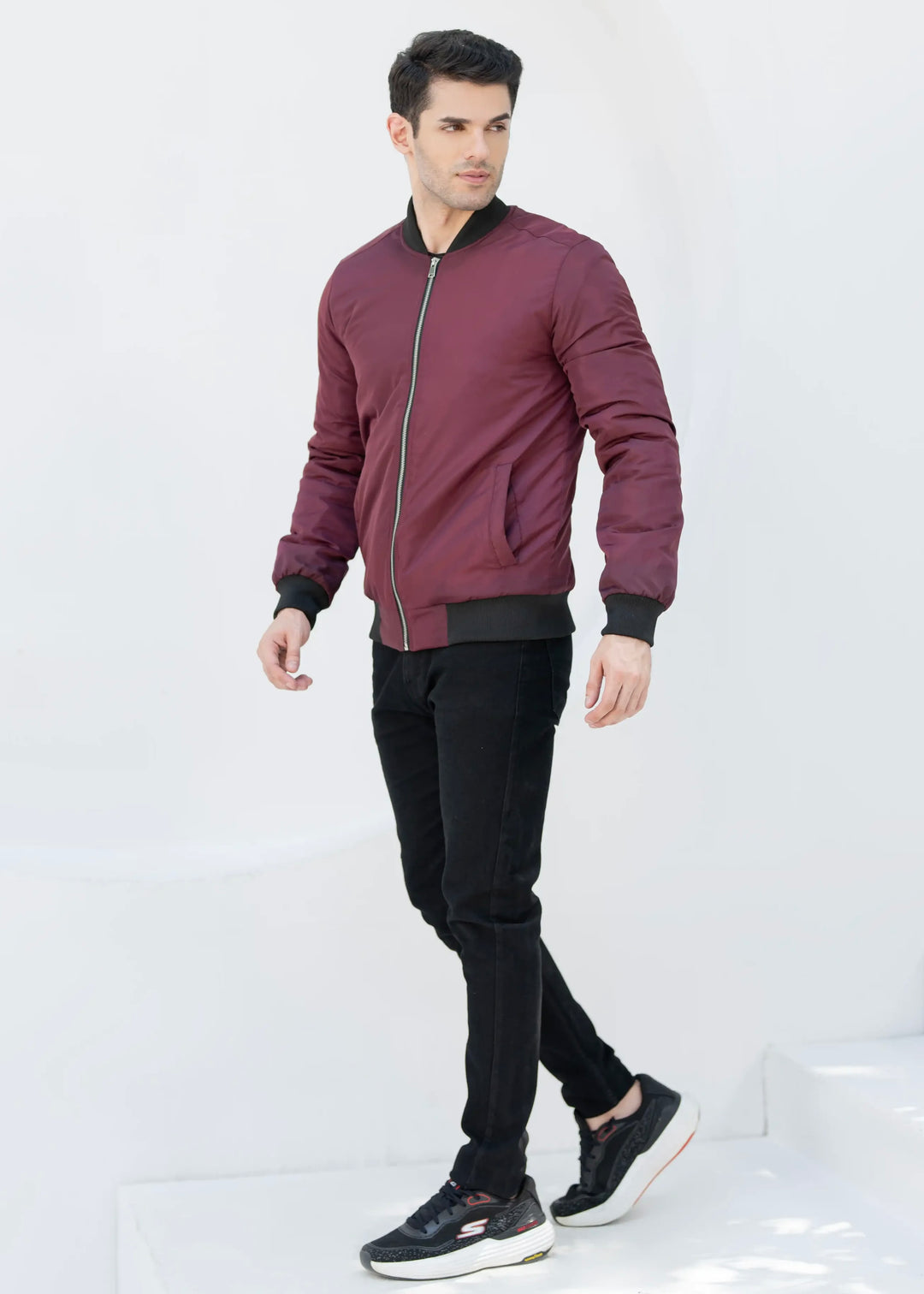 Burgundy Black Trim Jacket - Superior Quality