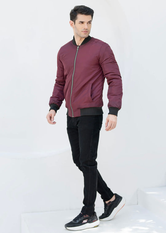 Burgundy Black Trim Jacket - Superior Quality