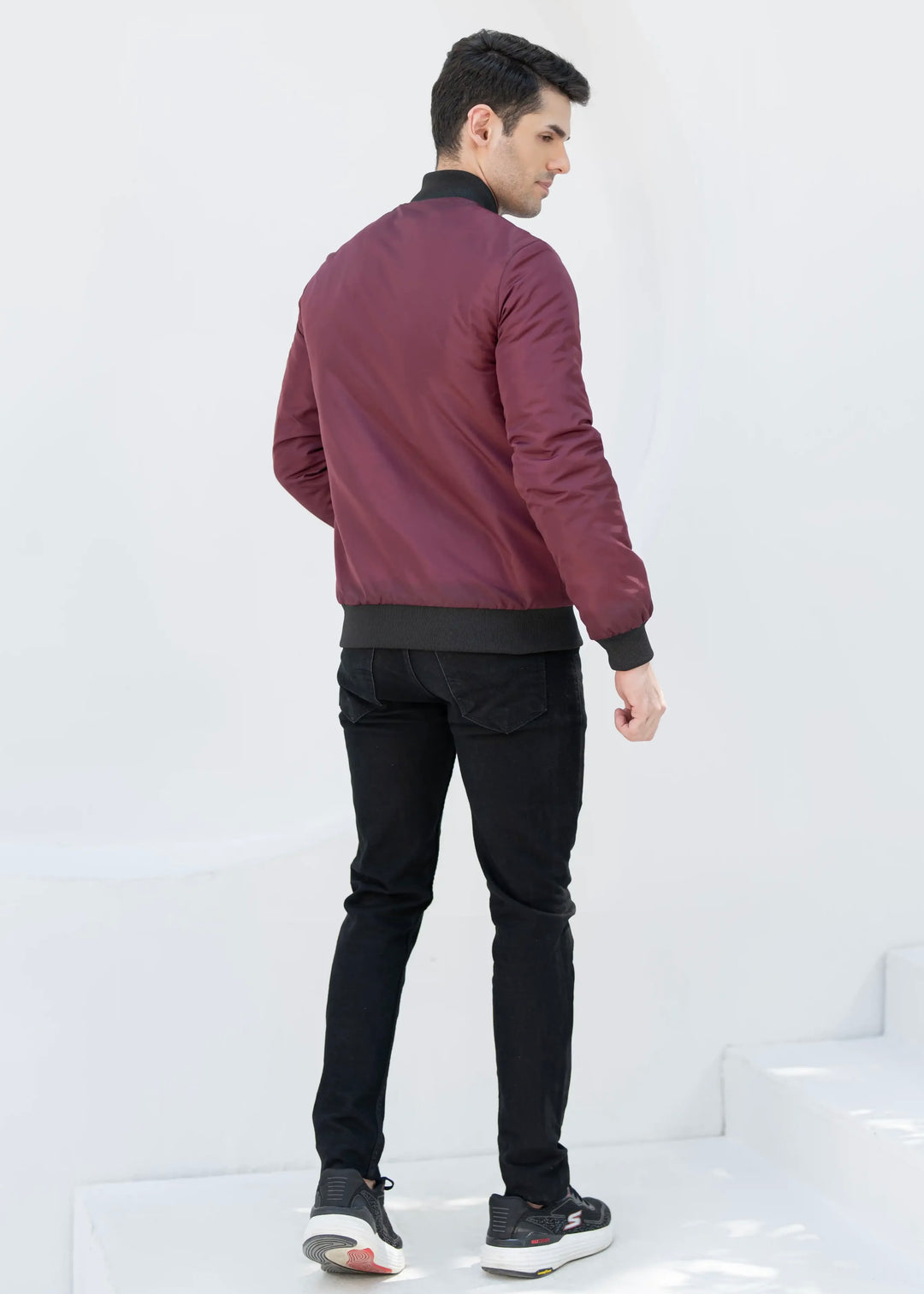 Burgundy Black Trim Jacket - Superior Quality