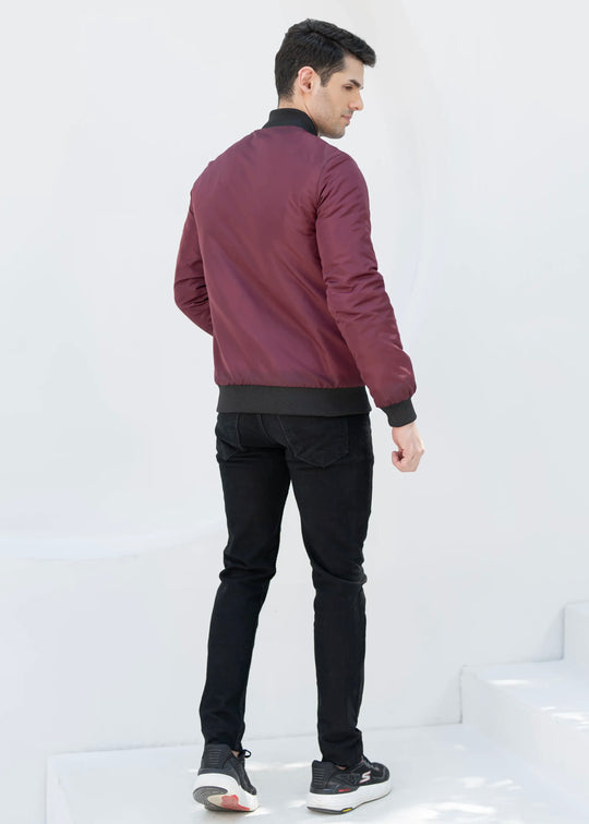 Burgundy Black Trim Jacket - Superior Quality