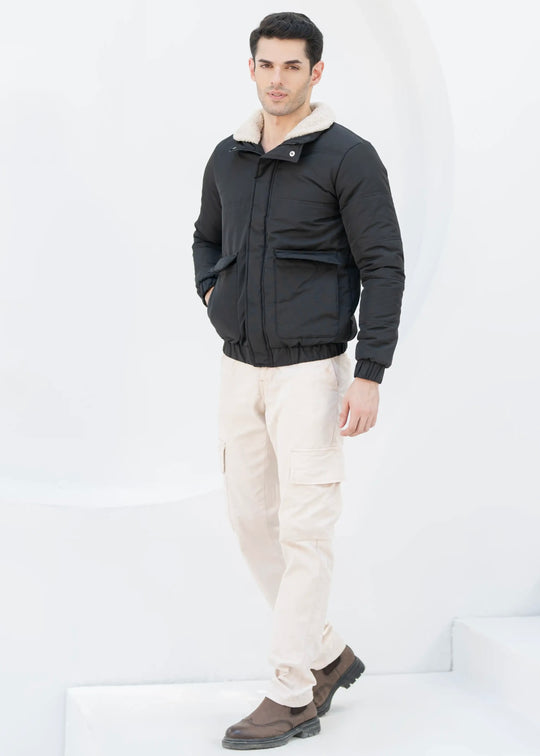 Solid Sherpa Sheild Jacket - Black