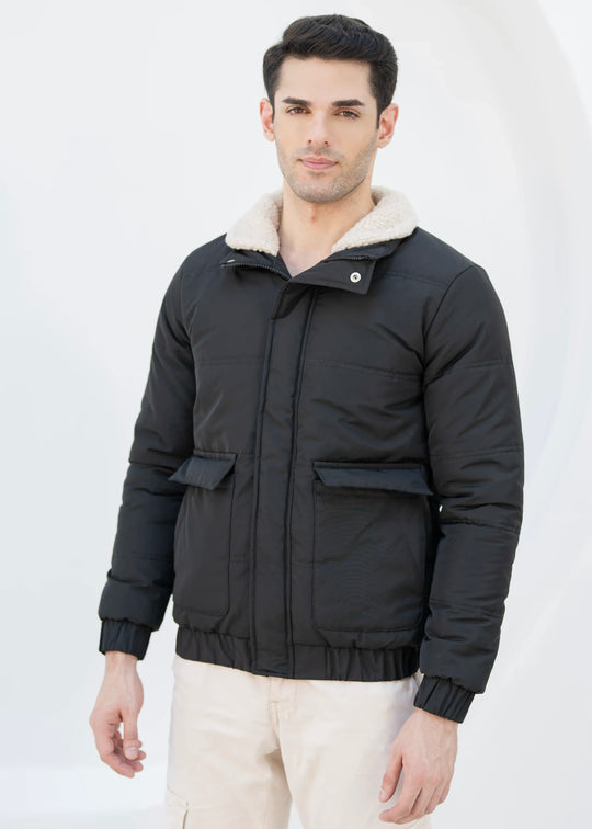 Solid Sherpa Sheild Jacket - Black