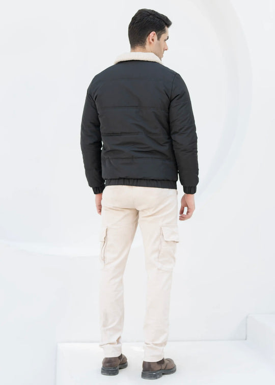 Solid Sherpa Sheild Jacket - Black