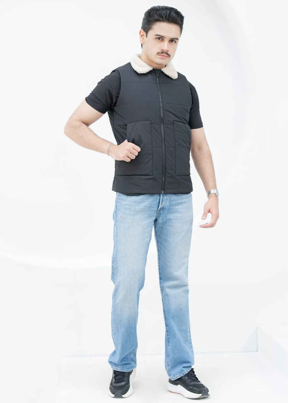 Shearling Collar Classic - Black Vest