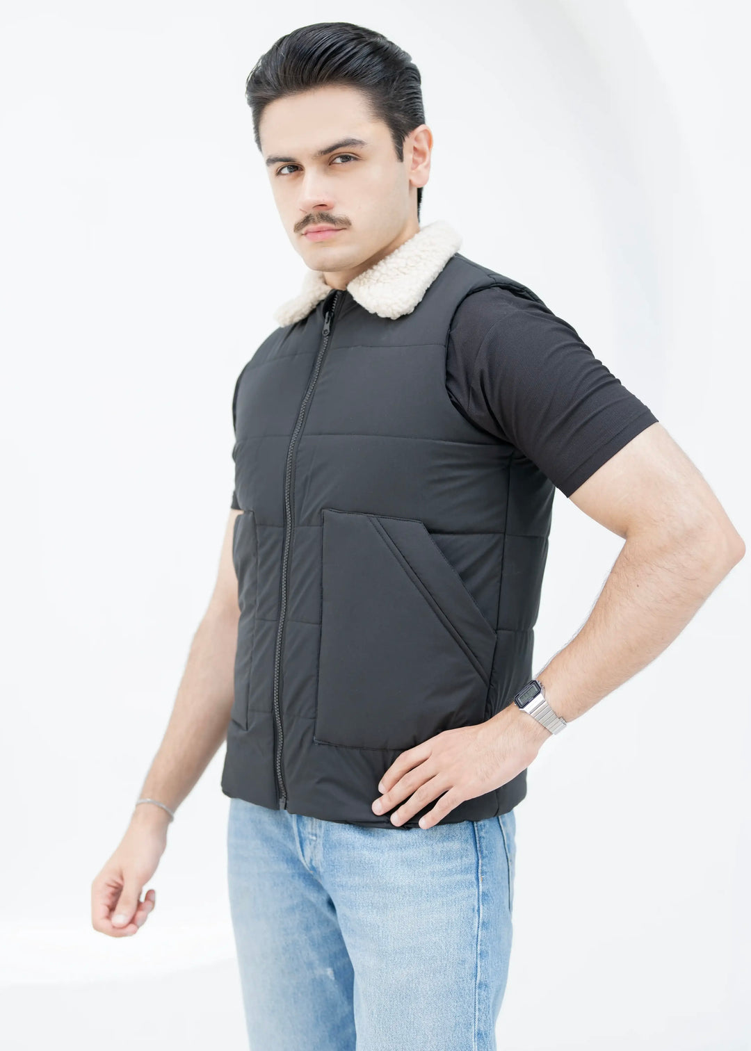 Shearling Collar Classic - Black Vest