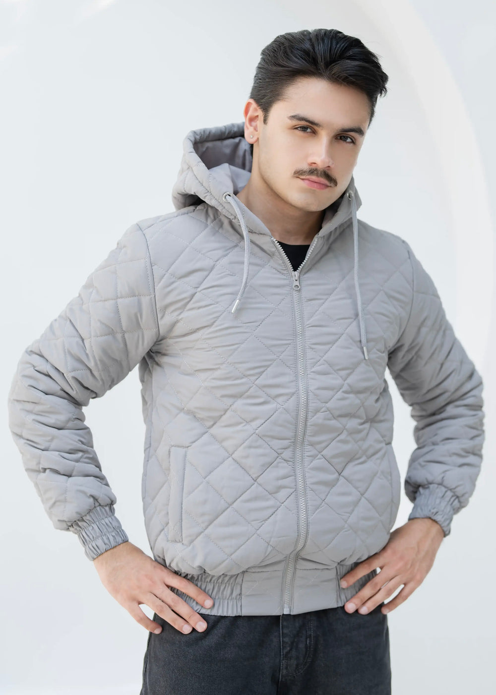 Diamond Quilted Jacket - High Value Silver