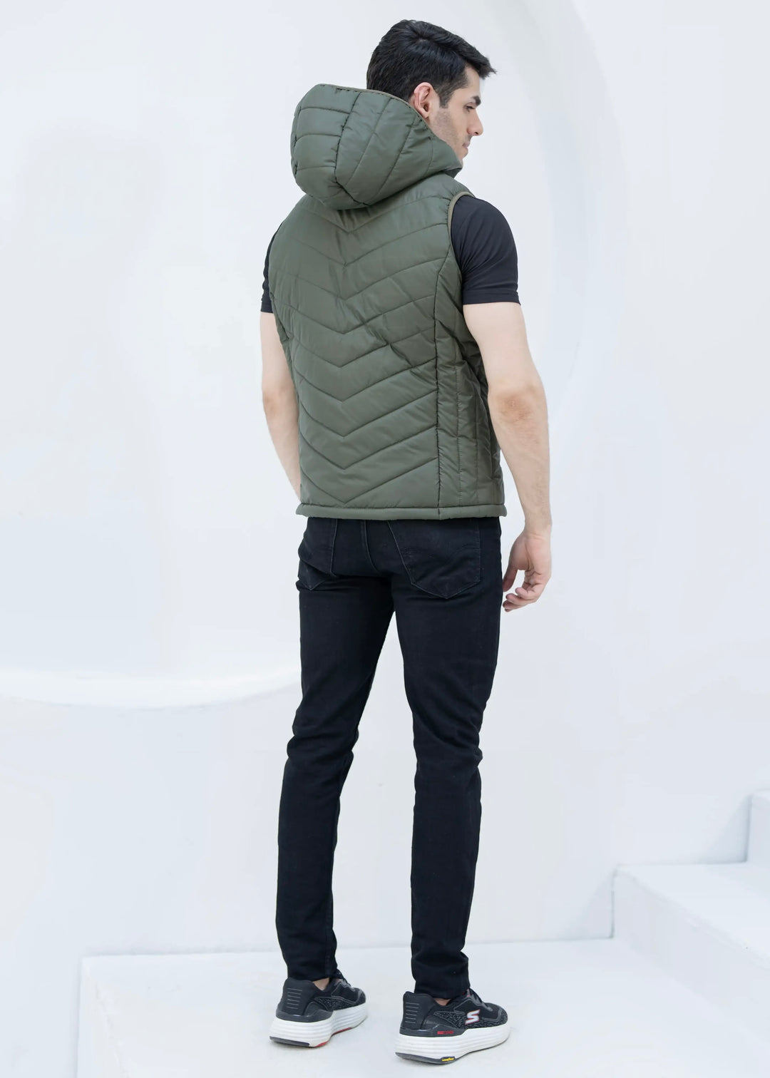 Olive Cloud Vest - Removable Hood