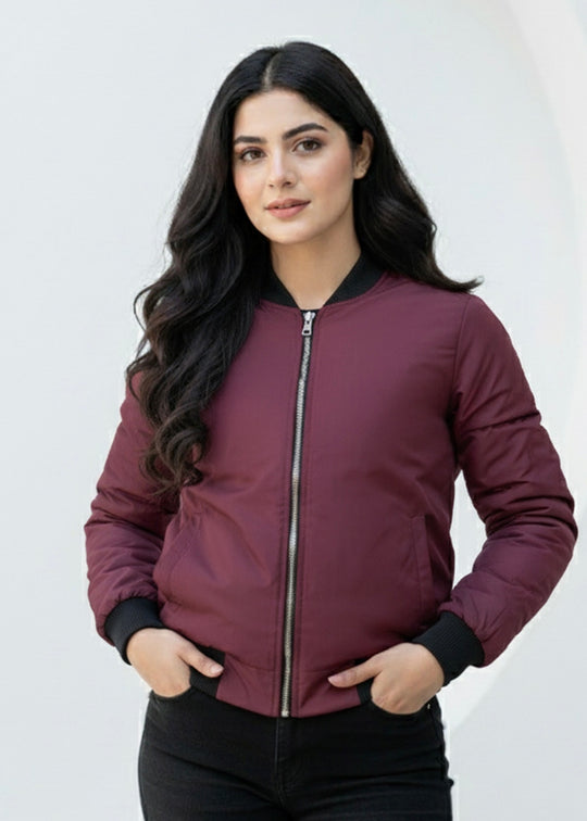 Burgundy Black Trim Jacket - Superior Quality