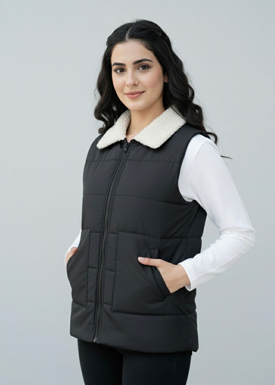 Shearling Collar Classic - Black Vest