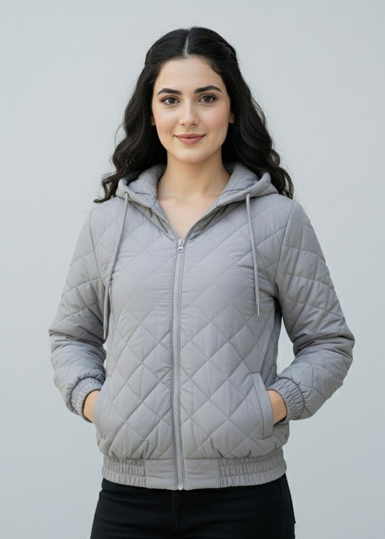 Diamond Quilted Jacket - High Value Silver