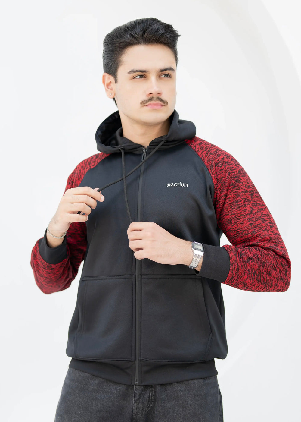 Contrast Roma ZipUp - Premium Black Maroon