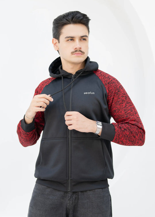 Contrast Roma ZipUp - Premium Black Maroon
