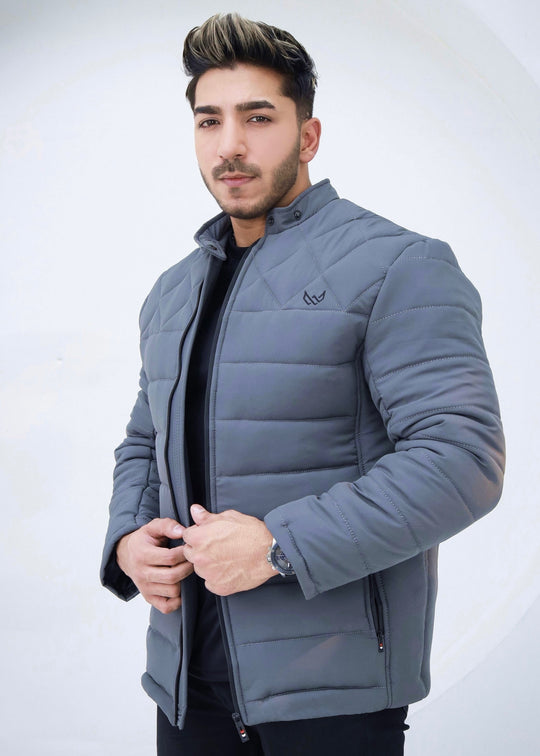 Diamond Quilted Jacket - Grey