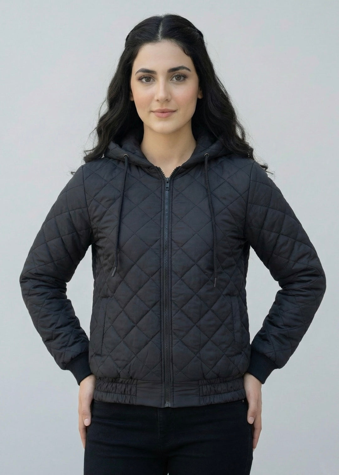 W/Diamond Quilted Jacket - High Value Black
