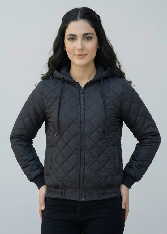 W/Diamond Quilted Jacket - High Value Black
