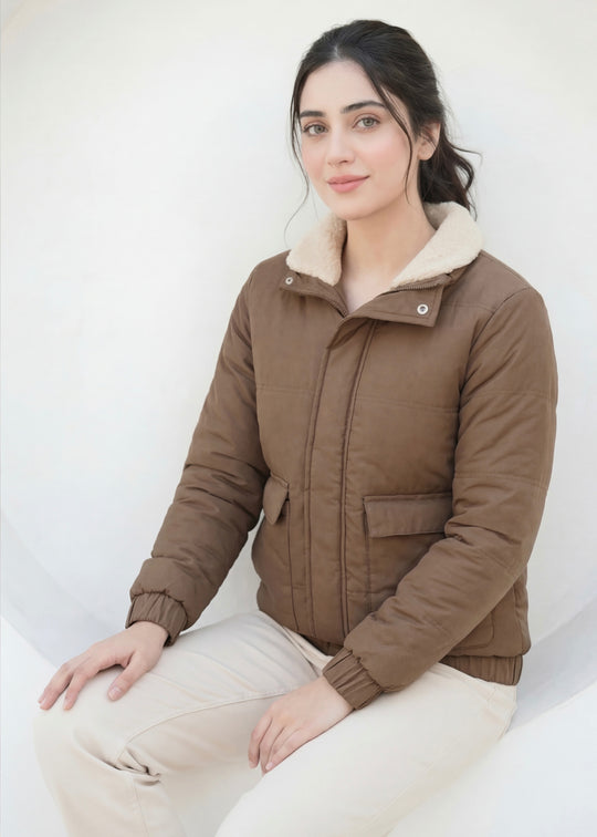 Camel Sherpa Jacket - Tan