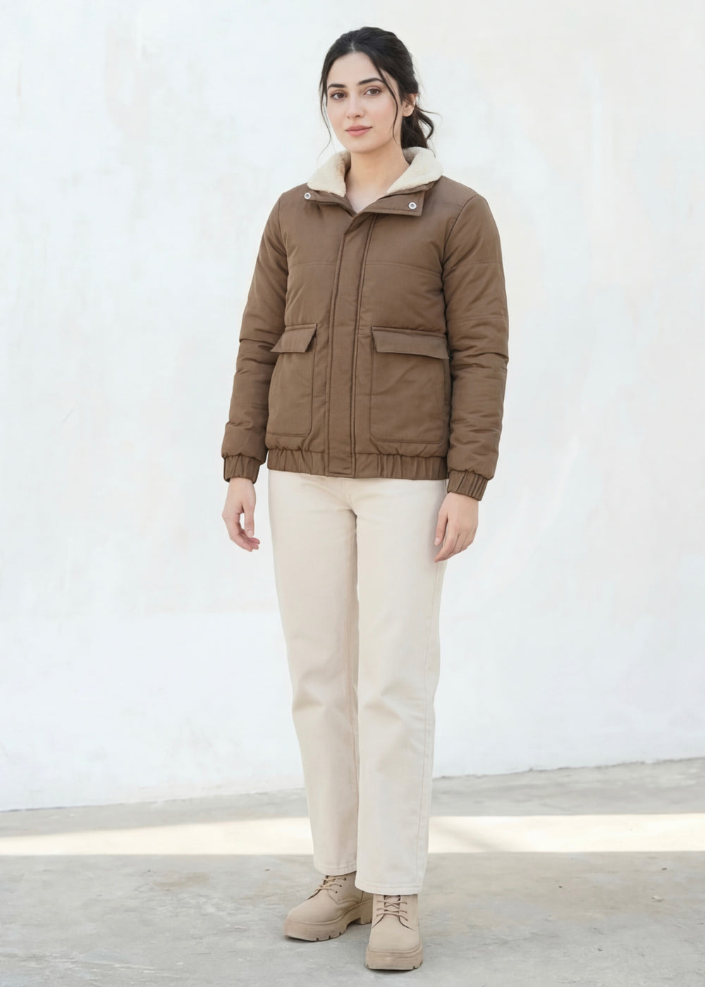 Camel Sherpa Jacket - Tan