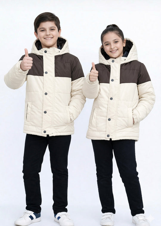 Creme Brown Bomber Jacket - Kids