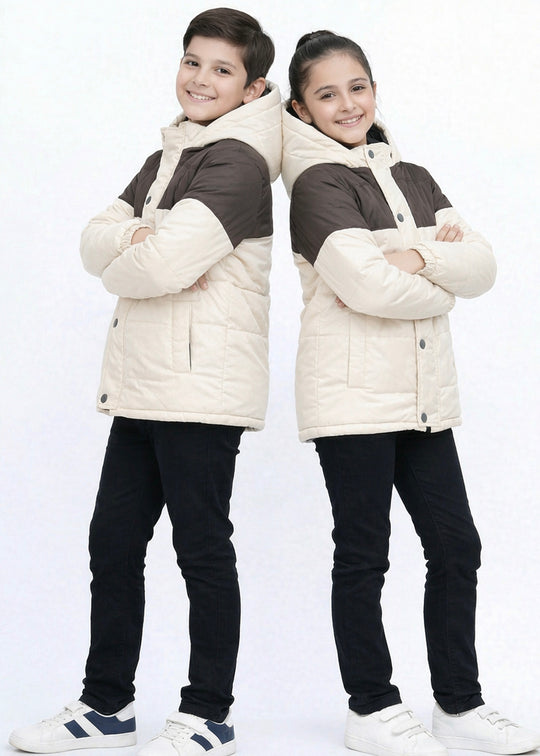 Creme Brown Bomber Jacket - Kids