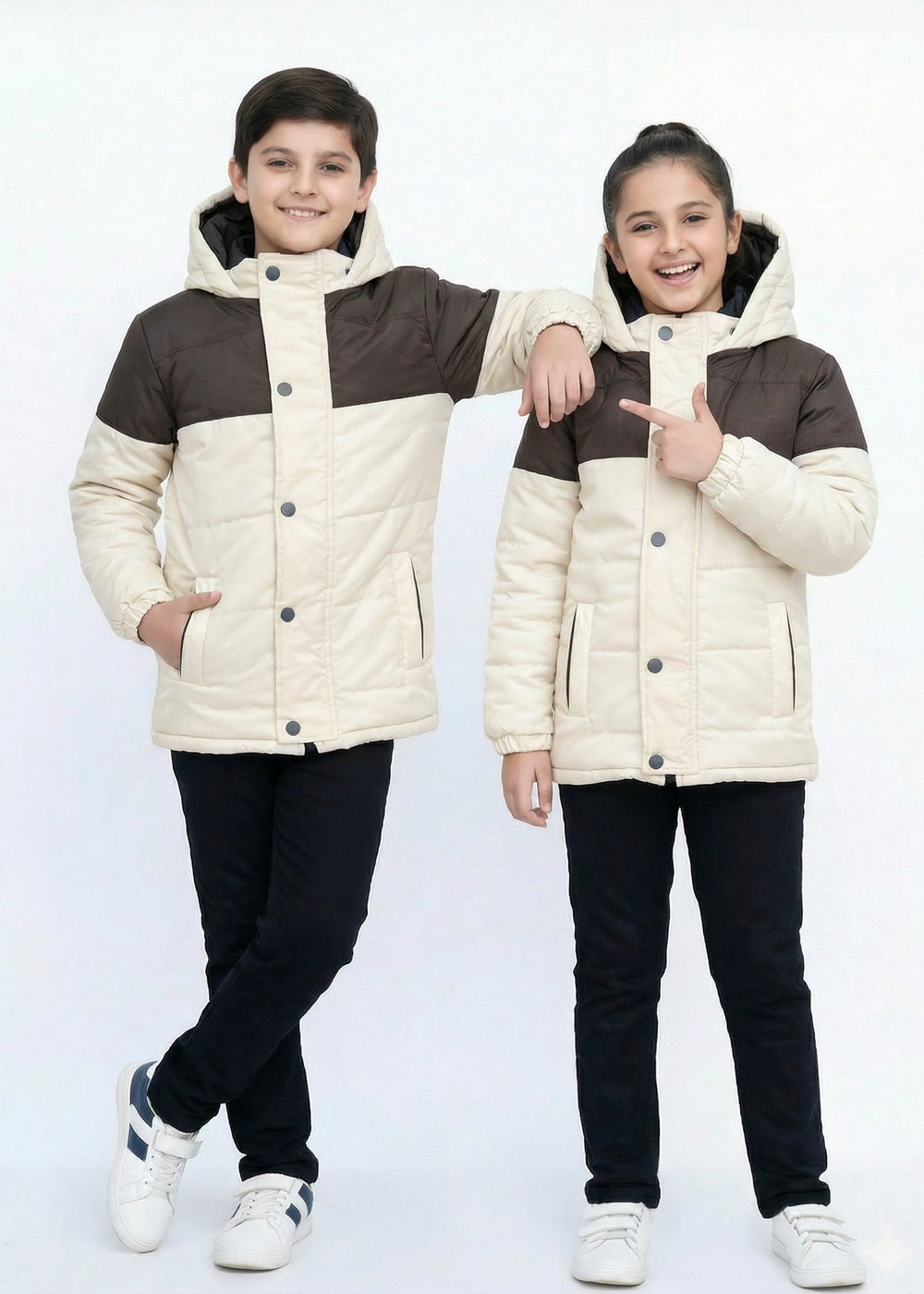 Creme Brown Bomber Jacket - Kids