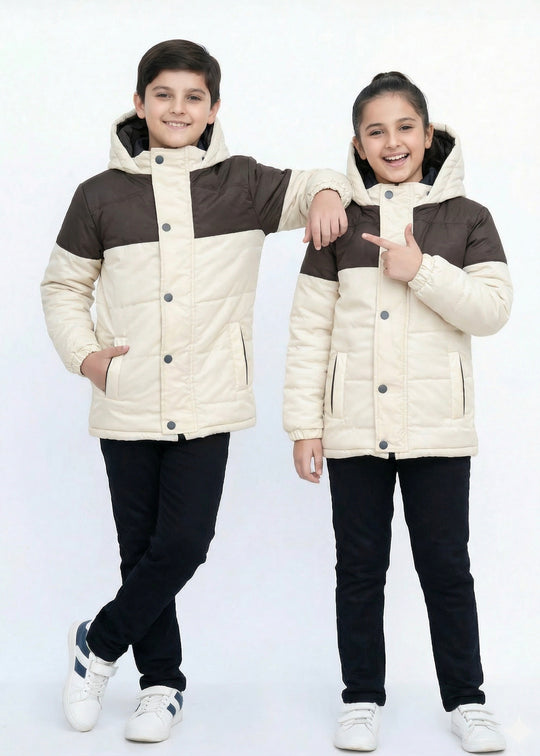 Creme Brown Bomber Jacket - Kids