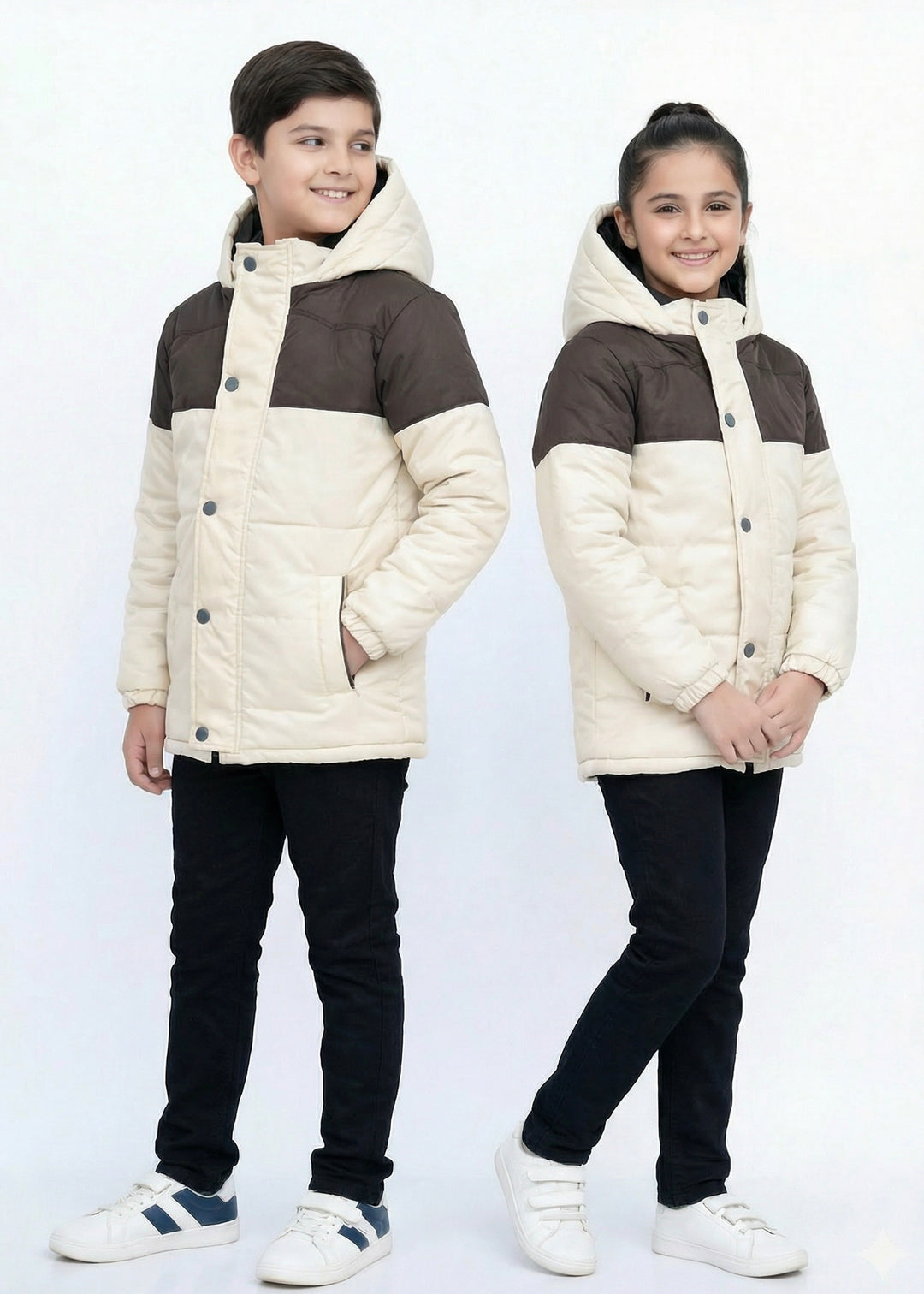 Creme Brown Bomber Jacket - Kids