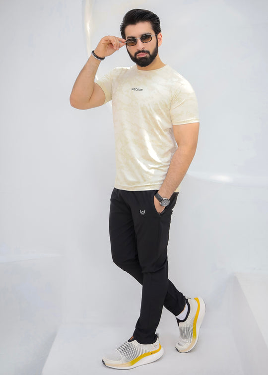 Textured Mesh Beige - Imported Lycra Tracksuit