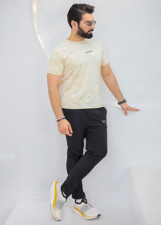 Textured Mesh Beige - Imported Lycra Tracksuit