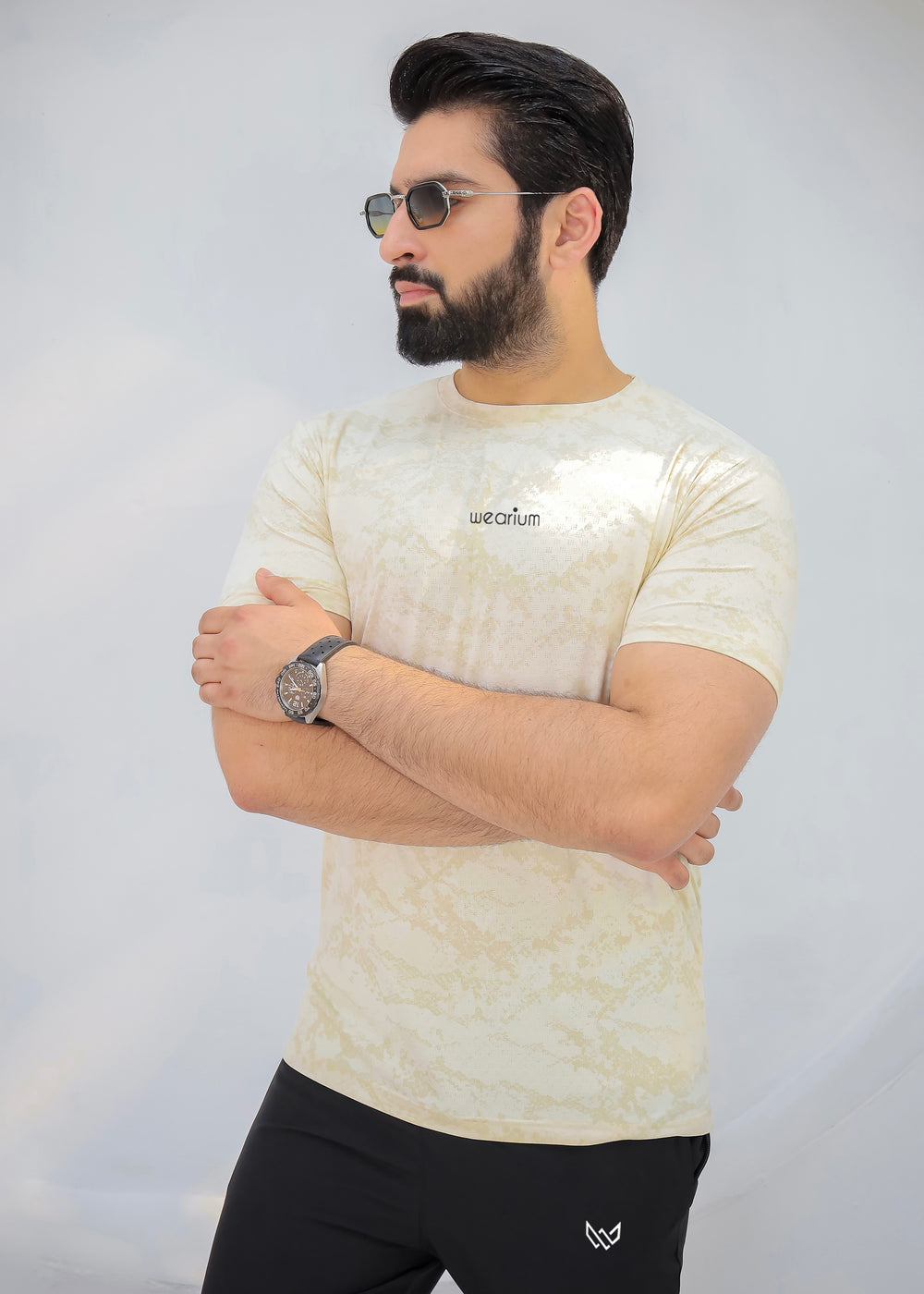 Textured Mesh Beige - Imported Lycra Tracksuit