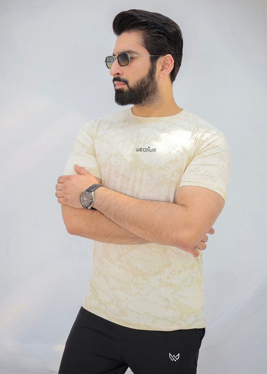 Textured Mesh Beige - Imported Lycra Tracksuit