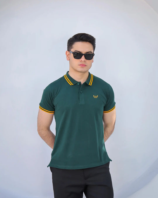 Gold Green - Tipping Cotton Polo