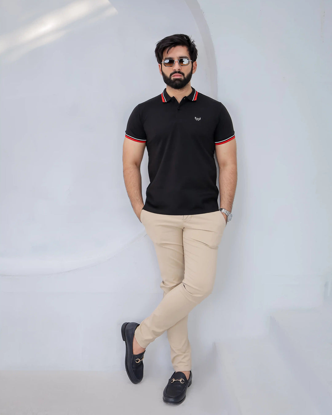 black cotton polo for summer