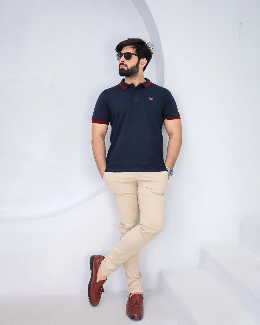 navy color cotton polo for men