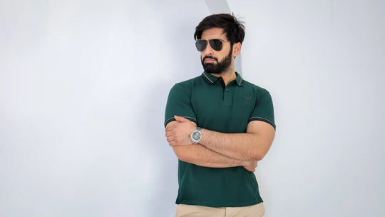 Green color cotton polo shirt 