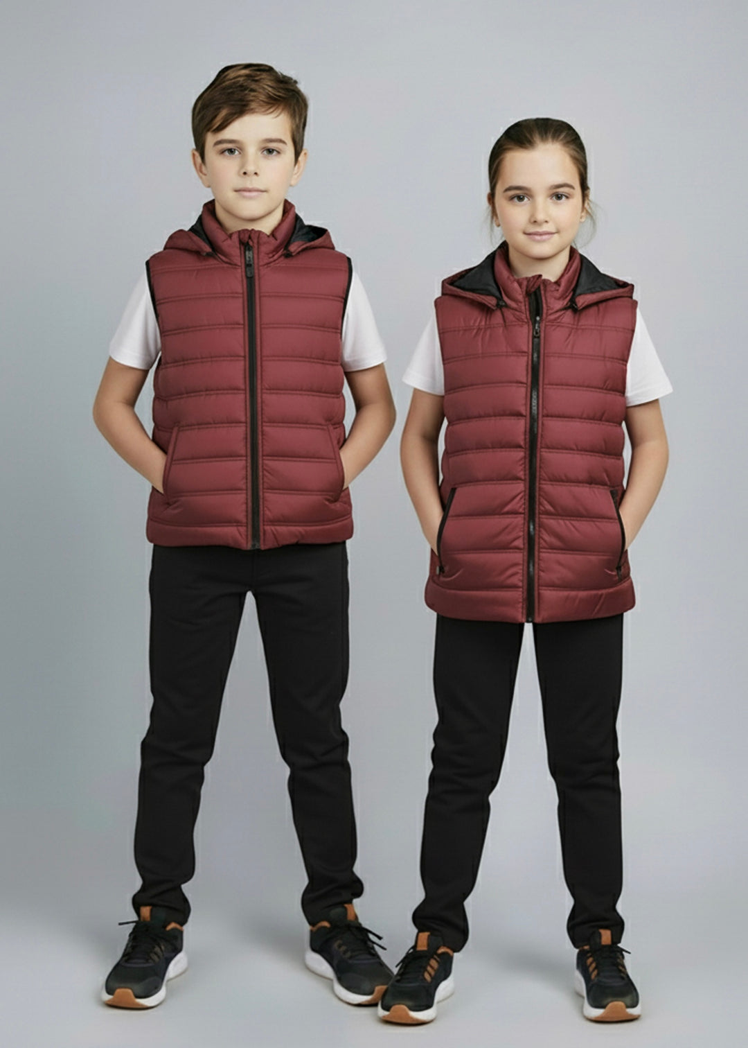 Removable Hood Puffer - Maroon Kids