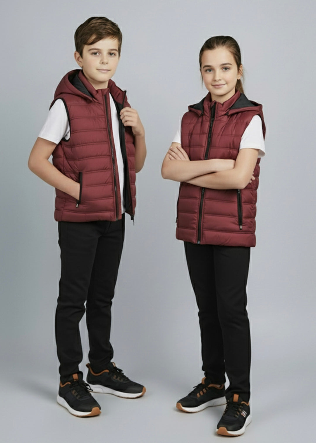 Removable Hood Puffer - Maroon Kids