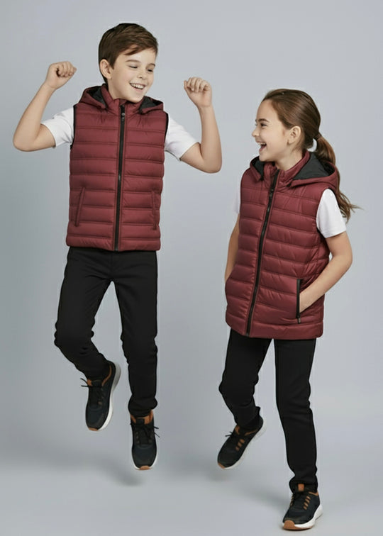 Removable Hood Puffer - Maroon Kids