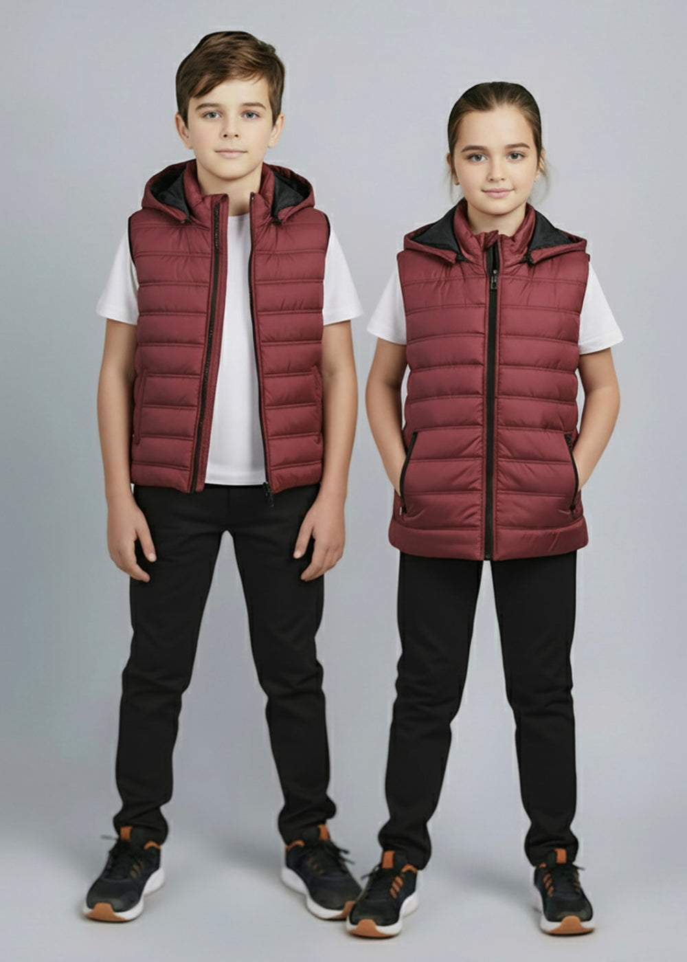 Removable Hood Puffer - Maroon Kids